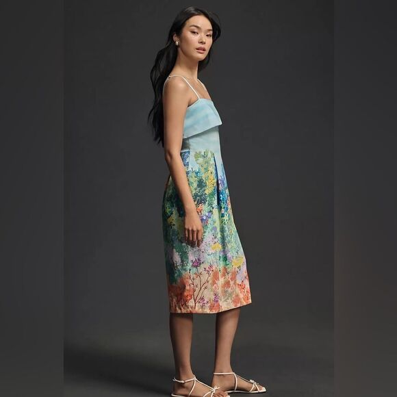 Anthropologie Floral Sleeveless Foldover Knee Length Dress NWT - Picture 2 of 8